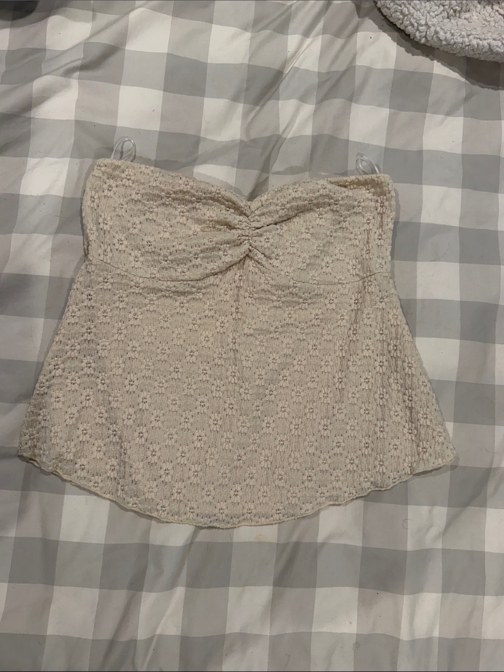 Cream Lace Strapless Skirt / Tunic